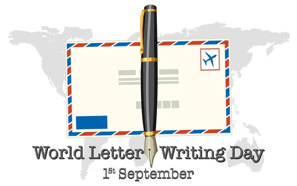 Παγκόσμια Επιστολή Γράφοντας Ημέρα Banner Σχεδιασμός Εικονογράφηση — Διανυσματικό Αρχείο