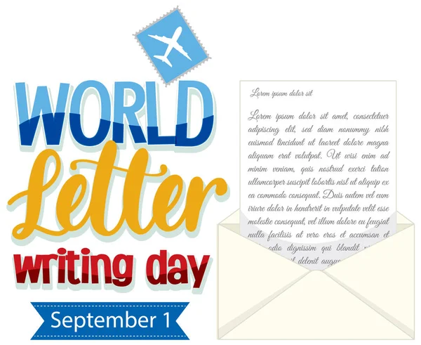 World Letter Writing Day Banner Design Illustration — Stock Vector