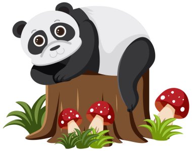 Çizgi film stili resimde şirin panda.