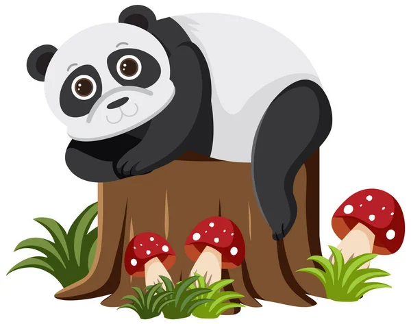 Cute Panda Bear Flat Cartoon Style Illustration — Stock vektor