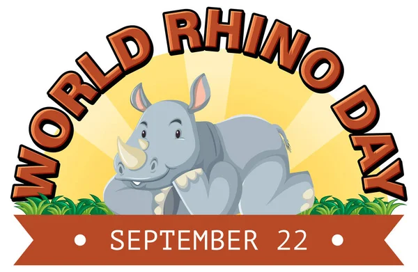 Ilustração World Rhino Day Banner Design — Vetor de Stock
