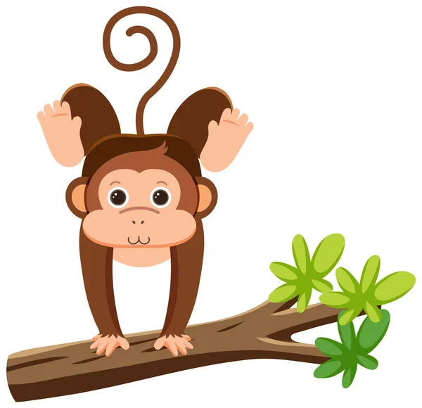Cute Monkey Flat Style Isolated Illustration - Stok Vektor