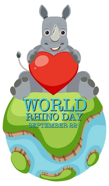 World Rhino Day 9月22日 バナーイラスト — ストックベクタ