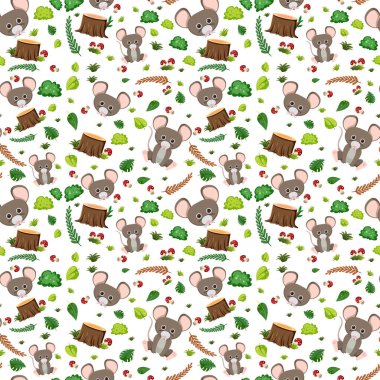 Şirin fare dikişsiz desen çizimi