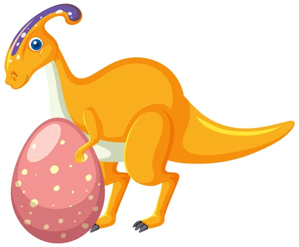 Lindo Parasaurolofo Dinosaurio Ilustración Dibujos Animados — Vector de stock