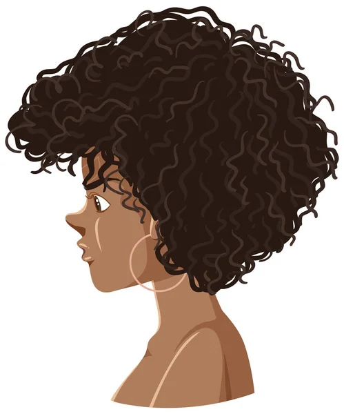 Side Afro Woman Isolated Illustration — Vector de stock