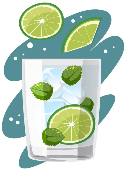 Gin Tonic Coctail Glass Illustration — Stock Vector