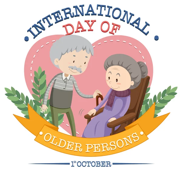 International Day Older Persons Banner Design Illustration — Stockvector