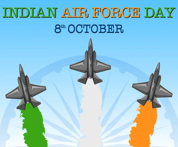 Ινδική Απεικόνιση Αφίσα Ημέρα Πολεμικής Αεροπορίας — Διανυσματικό Αρχείο