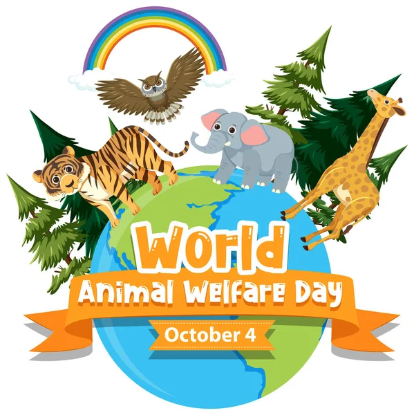 World Animal Welfare Day October Illustration — Image vectorielle