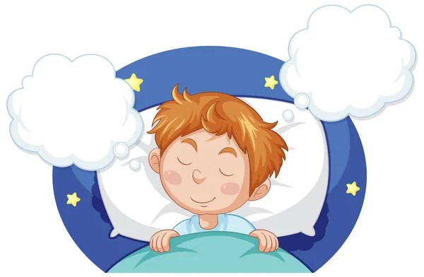 Cute Boy Sleeping Clipart Illustration — Stock Vector