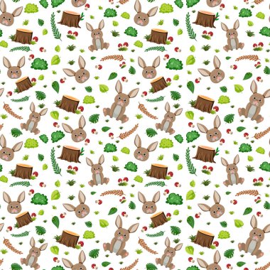 Sevimli tavşan kusursuz desenli çizim
