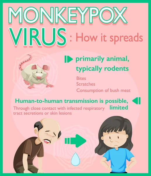 Monkeypox Virus Symptoms Infographic Illustration — Stock vektor