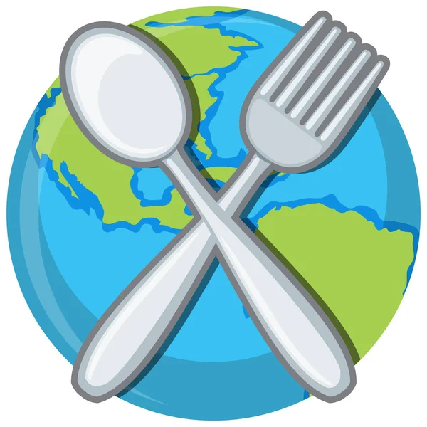 Spoon Fork Earth Background Illustration — Stok Vektör