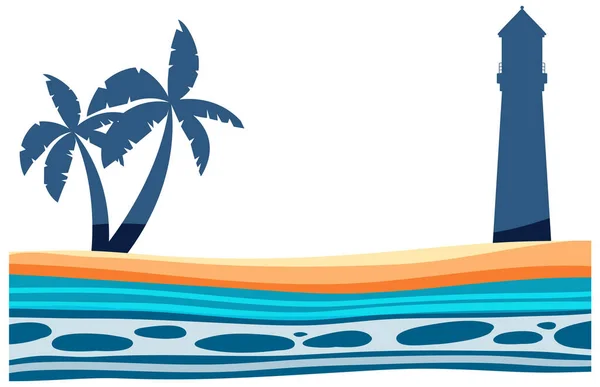 Ocean Beach Flat Style Illustration — Vector de stock