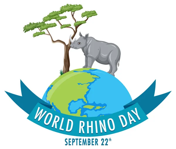 World Rhino Day September Banner Illustration – stockvektor