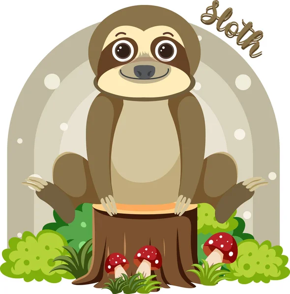 Cute Sloth Cartoon Flat Style Illustration — 图库矢量图片