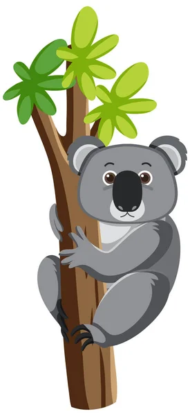 Koala Albero Cartone Animato Personaggio Illustrazione — Vettoriale Stock