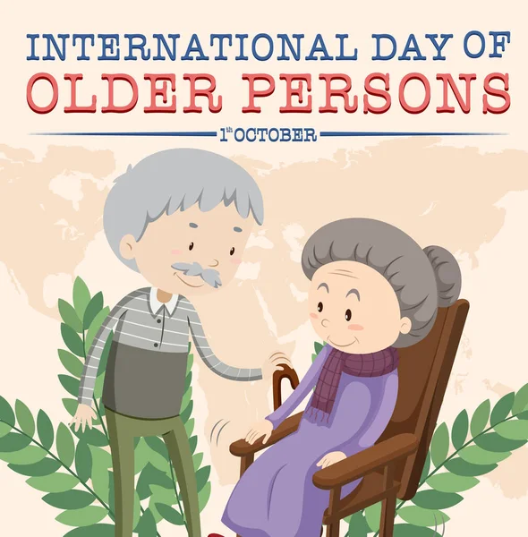 International Day Older Persons Poster Design Illustration — Stockvektor