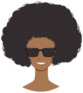 Afro bir kadının önünde izole bir illüstrasyon