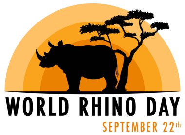 Dünya Gergedan Günü 22 Eylül Banner illüstrasyonu