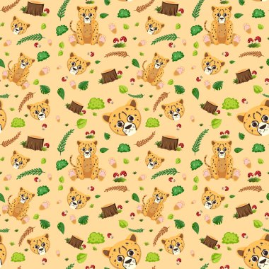 Çita sevimli hayvan kusursuz desenli çizim