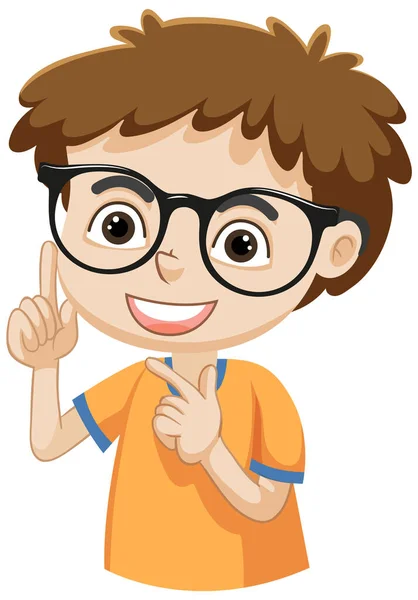 Cute Boy Wearing Glasses Illustration — Stok Vektör