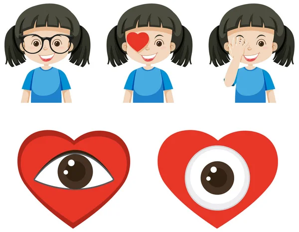 Girl Wearing Glasses Heart Eyes Illustration — Wektor stockowy