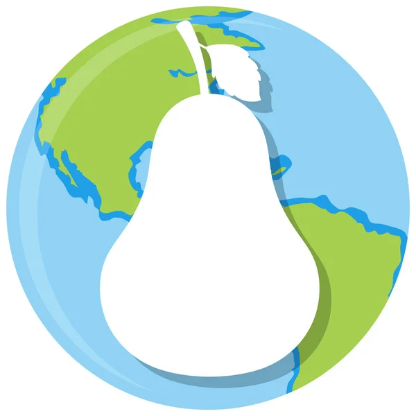 Pear Fruit Circle Earth Icon Illustration — Vector de stock