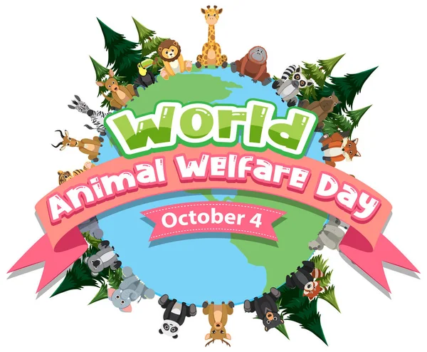 World Animal Welfare Day October Illustration — Image vectorielle