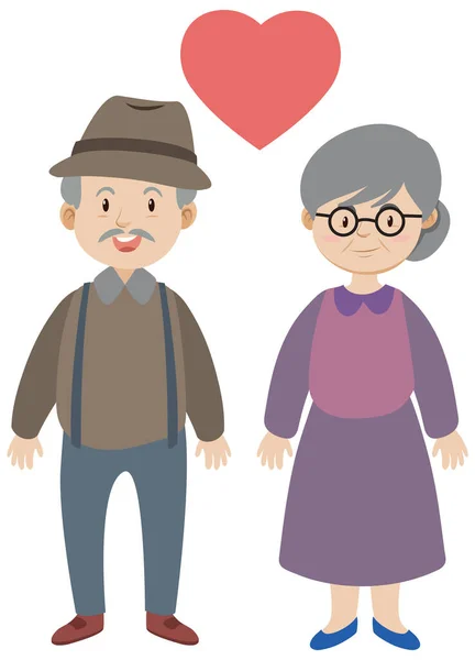 Old Couple Love Illustration — Stockvektor