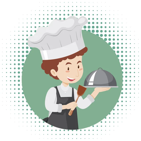 Chef Man Cartoon Character Illustration — Wektor stockowy