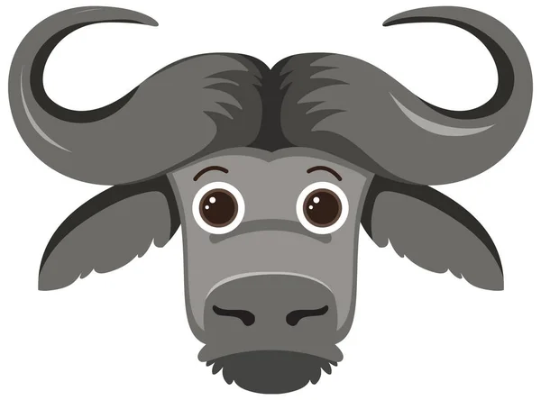 Cute Buffalo Head Flat Style Illustration — 图库矢量图片