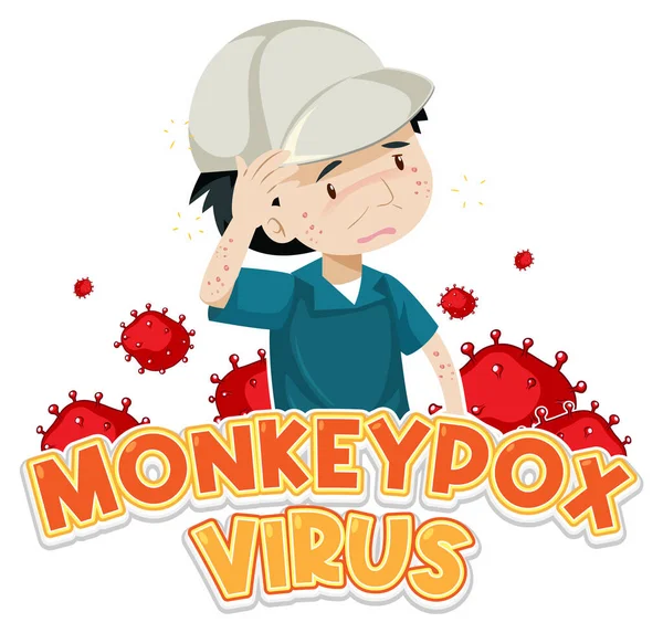 Man Monkeypox Virus Symptoms Illustration — Stock vektor