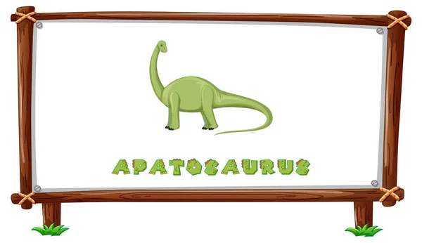 Rahmenvorlage Mit Dinosauriern Und Text Apatosaurus Design Innerhalb Der Illustration — Stockvektor