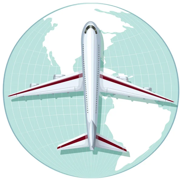 Pesawat Pada Ikon Lingkaran Mengisolasi Ilustrasi - Stok Vektor