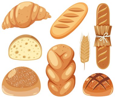 Set of different breads illustration