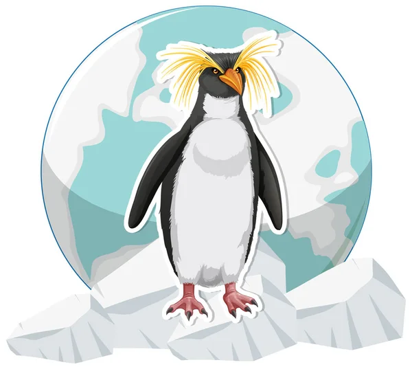 Penguin Standing Ice Sheet Illustration — Stok fotoğraf