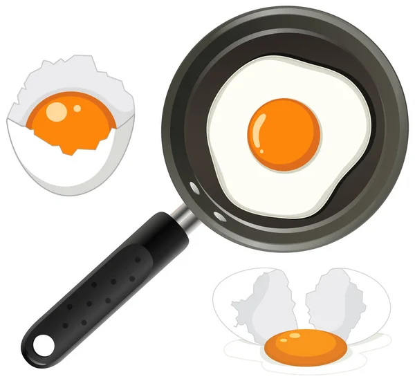 Fried Egg Pan Isolated Illustration — Stockfoto