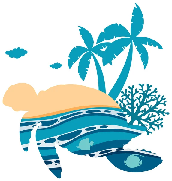 Ocean Turtle Shaped Illustration — Stok fotoğraf