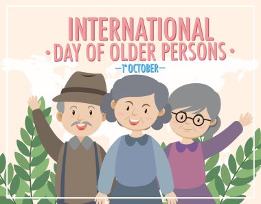 International day of older persons poster design illustration