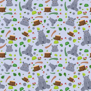 Şirin su aygırı kusursuz desenli resimleme