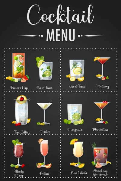 Printed Menu Cocktails Illustration — Stock Photo, Image