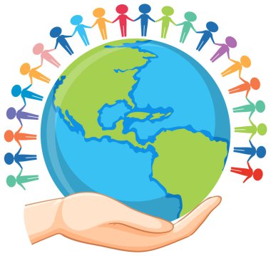 Earth planet around with people symbol illustration