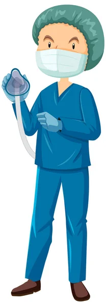 Nurse Anaesthetist Cartoon Character Illustration —  Vetores de Stock