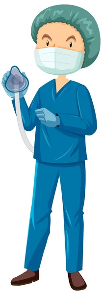 Nurse Anaesthetist Cartoon Character Illustration - Stok Vektor