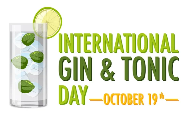 International Gin Tonic Day Banner Illustration —  Vetores de Stock