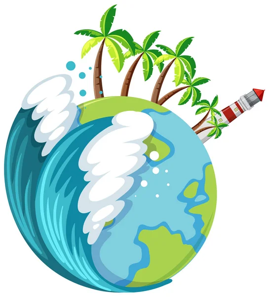 Ocean Wave Earth Planet Illustration — стоковый вектор