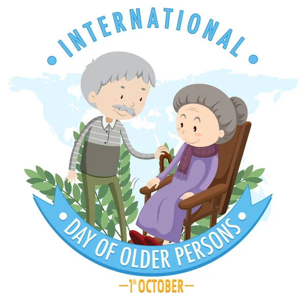 International Day Older Persons Banner Design Illustration — Stock Vector