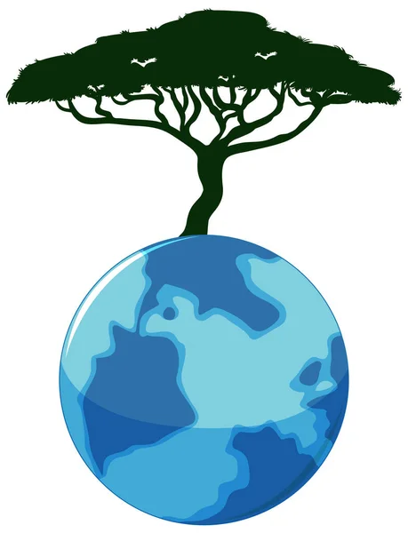 Tree Earth Icon White Background Illustration — ストックベクタ